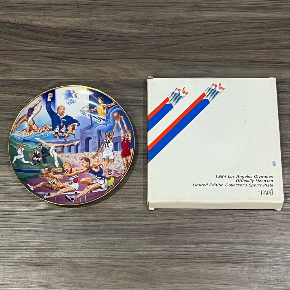 Vintage 1984 Los Angeles Summer Olympics Collector Plate Stars In Motion Papel
